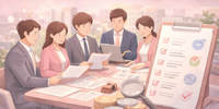 Flutter開発会社の選定と打ち合わせをイメージした画像